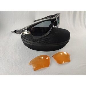 Oakley Fast Jacket Sunglasses Black Polarized Plus Extra Orange Lenses Case